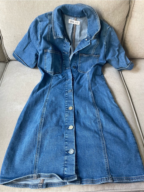 Zara Dresses & Skirts - Zara Blue Denim Button-Front Mini Dress